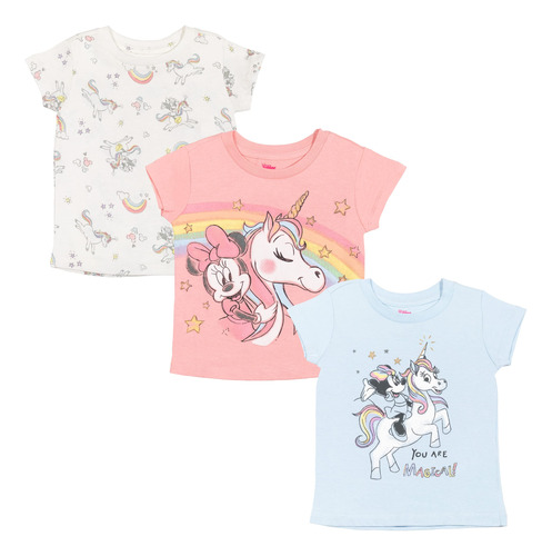 Minnie Mouse - Paquete De 3 Camisetas De Manga Corta.