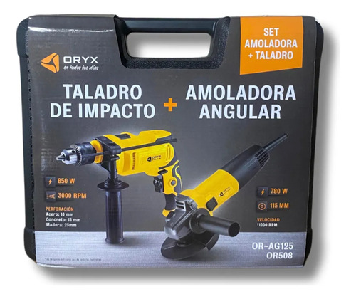 Set Amoladora Angular 780w Taladro De Impacto 850w Estuche
