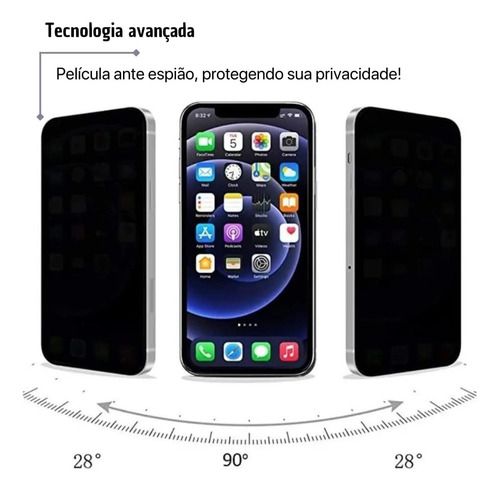 Película De Vidro Privacidade 3d Todos Modelos iPhone E Capa