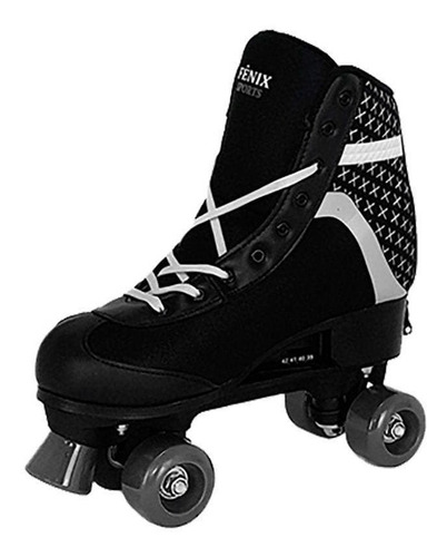 Imagem 4 de 6 de Patins 4 Rodas Retrô Clássico Preto Roller Skate Ajustavel