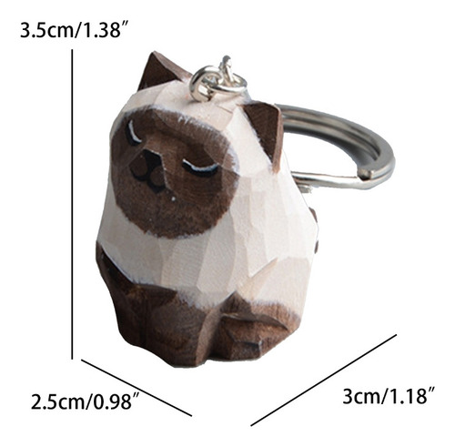 (b) Llavero De Gato Tallado A Mano De Madera Con Colgante De