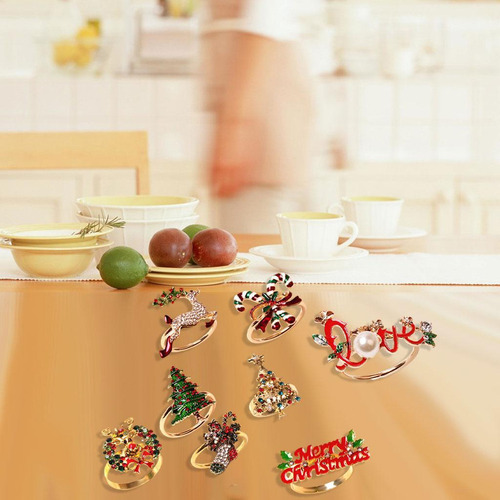 Mz 8pcs Navidad Servilletero Servilletas Anillos Titular