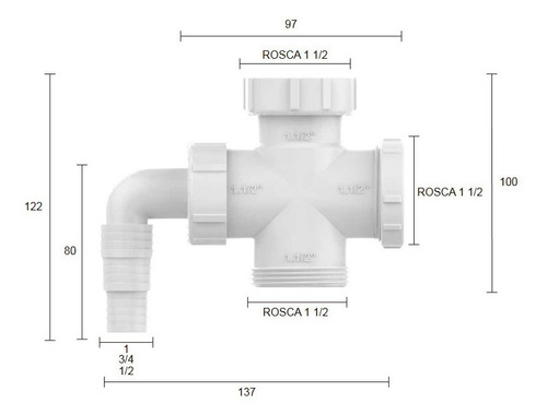 Adaptador P/ Valvula C/ Espigao Lava Roupa / Lava Louça 2em1