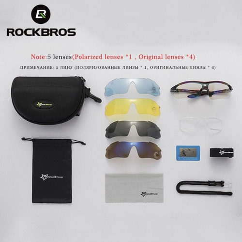 Imagem 4 de 9 de Óculos Rockbros Bicicleta Ciclismo Bike Polarizado 5 Lentes
