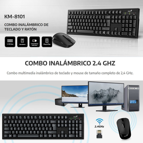 Combo Inalámbrico Teclado Y Mouse Genius Km 8101