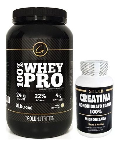 Proteina Whey Pro 2lb Gold Nutrition + Creatina Sylab 120g