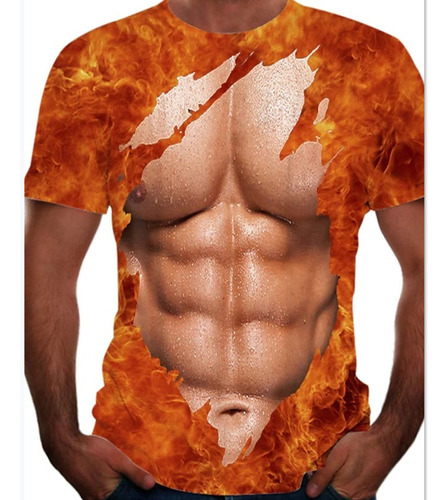 Camiseta 3d Con Estampado Divertido De Hombre Musculoso