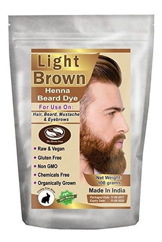 Paquete De Tinte De Henna Para Barba Color Marrón Claro