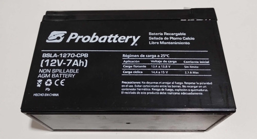 Batería Probattery 12 V 7 A Ups //alarma Bsla-1270-cpb