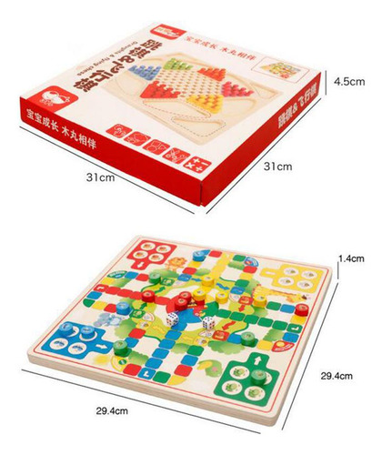 De Ludo Quatre En Un Flying Chess Damas Chinas Vintage Para