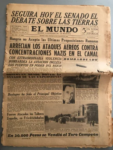 Cuatro Diarios Antiguos - 20 De Agosto De 1940 (Usado)