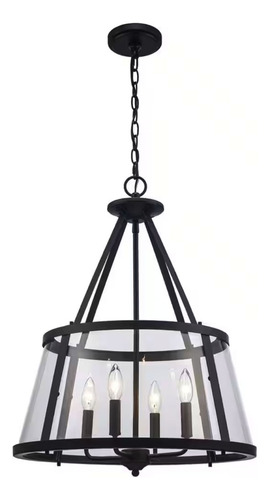 Lampara De Techo Colgante Negro Mate 4 Luces 20