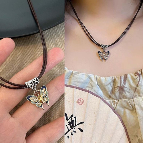 Zeshimb Gargantilla De Mariposa De Plata Bohemia, Collar De