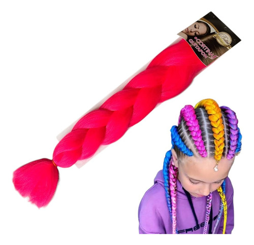 2 Pz Extensiones Kanekalon Trenza Africana Rosa Neon