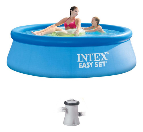 Kit Piscina Inflável Easy Set 2.419 Litros + Bomba Filtro Cor Azul