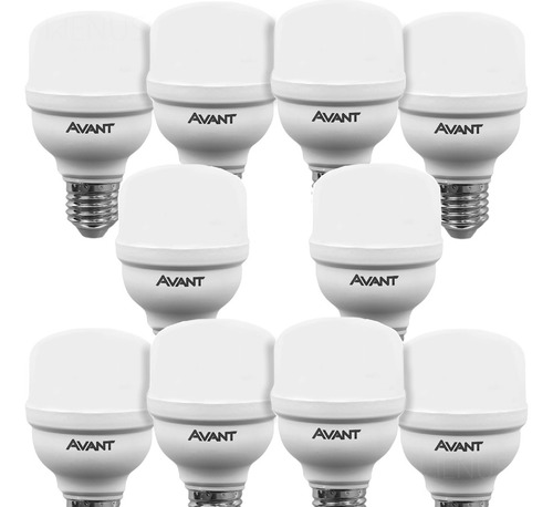 Kit 10 Avant Lâmpada Bulbo Led 20w Bivolt 6500k Luz Branco-frio 127/220v