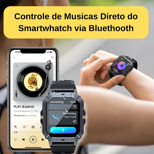 Smartwhatch Carbn New Spárk X Tela 2,02 Chamadas Preto Militar Mesh Preto Cinza-escuro