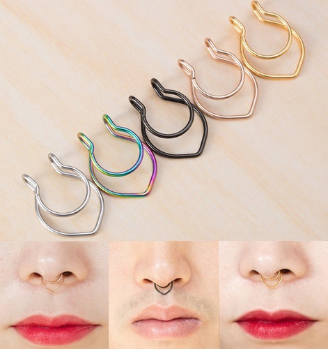01 Piercing Fake Septo Nasal Falso Nariz - Modelo 01 Furta-cor
