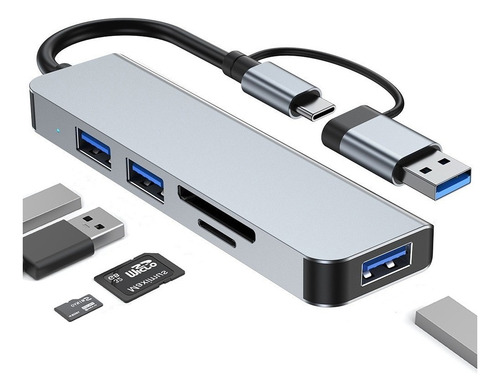 Hub 5 En 1 Adaptador Usb C/a Puertos Usb3/usb2/sd/tf Mac Pc