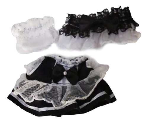 Vestido De Sirvienta De Peluche Con Diadema De Encaje