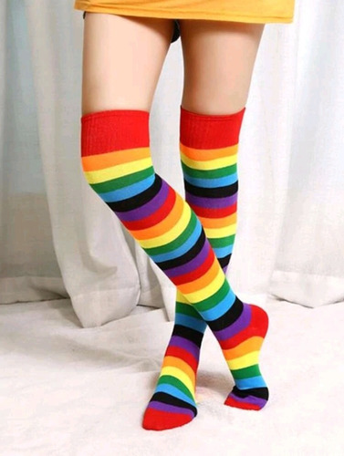 Medias Sobre La Rodilla A Rayas Arcoiris. Knee Socks Cosplay