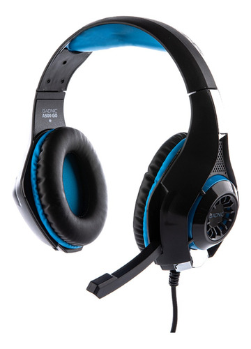 Imagen 1 de 6 de Auriculares gamer Gadnic A500 GO ABLUE038 black y blue con luz LED
