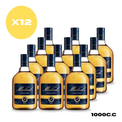 Pack 12 Pisco Mistral 35º Botella 1 Litro