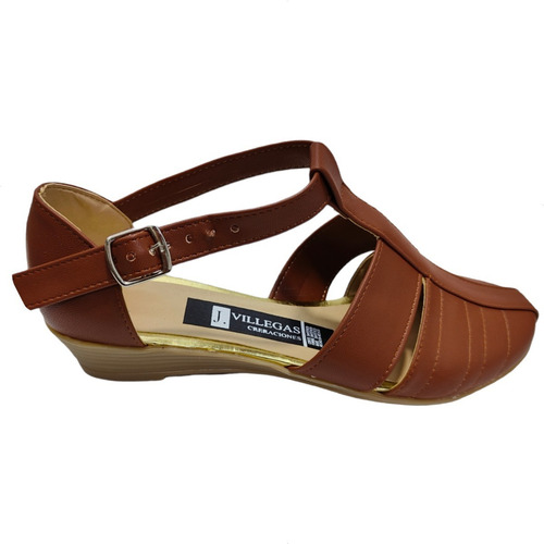Imagen 2 de 9 de Zapato Huarache Tipo Piel Con Tacón Flat Mujer Empeine Alto