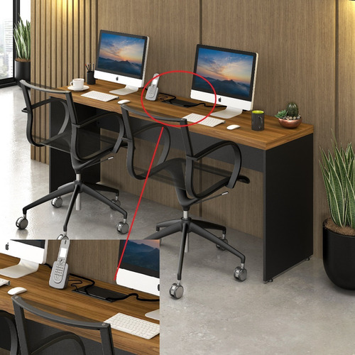 Imagem 3 de 7 de Mesa Escritório Plataforma 2 Lugares 1,80 Parede Caixa Tomad