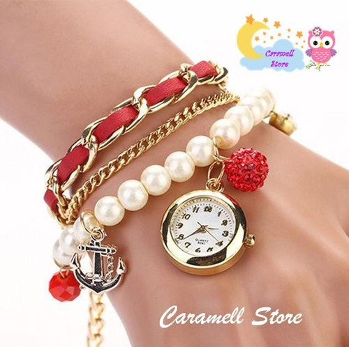 Reloj Pulsera Vintage Hermoso Mujer Stock