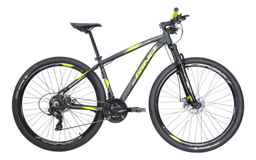 Bicicleta Aro 29 Toda Shimano 2.1 - Rino Escape Mega Ranger Cor Preto / Amarelo Neon Tamanho Do Quadro 17