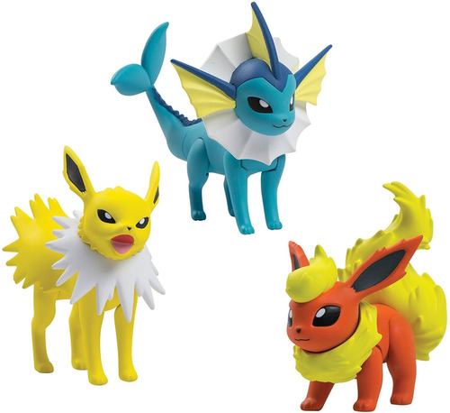 Pokemon - Pack 3 Bonecos Jolteon, Vaporeon E Flareon Tomy