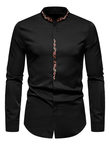 Camisa Bordada Con Cuello Alto Y Cuello Alto De Moda Casual