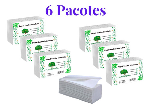 Kit 6 Pacotes Papel Toalha Interfolha Branco Luxo Banheiro