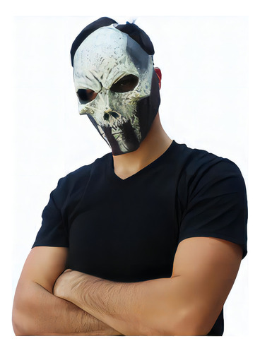 Máscara Efecto Neón Cráneo Assault Oscuridad Urban Halloween Color Blanco
