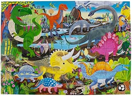 Eeboo: Dinosaur Land Rompecabezas De 20 Piezas, Multi, Proye
