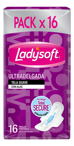 Toalla Femenina Ladysoft Ultradelgada Tela Suave 16 Un