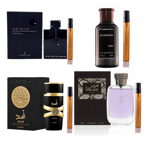 4 Decants Bharara King + Club De Nuit Intense + Hawas + Asad