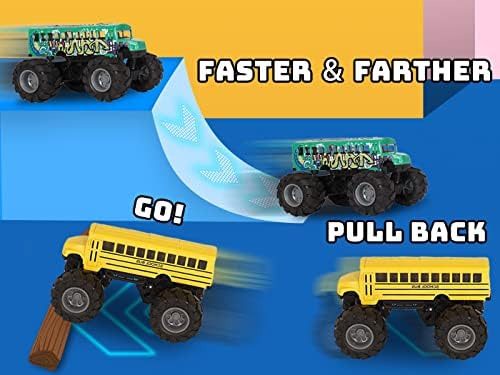 Crelloci Autobús Escolar Monster Truck Toy ' Juego De 2 Unid