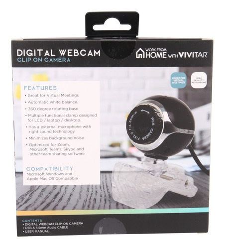 Imagen 7 de 7 de Camara Web Vivitar Vwc101 360º Microsoft Y Mac Usb 3.5 Mm