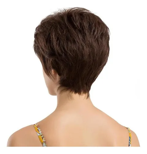 * Mujer Corta Elegante Cabello Humano Recto Ondulado Peluca