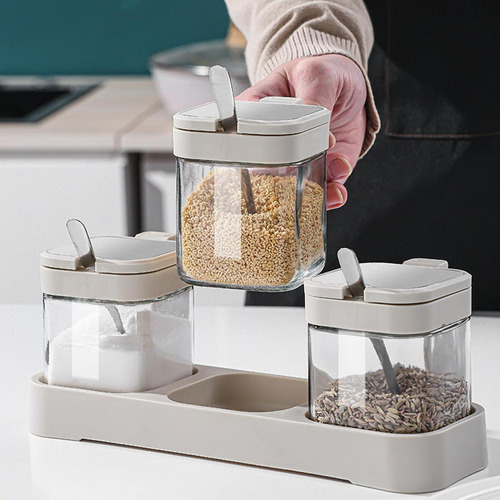 Conjunto De Armazenamento De Condimentos, Recipiente Branco