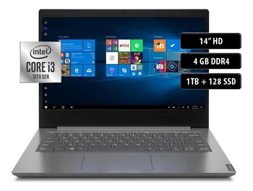 Notebook Lenovo V14 G1 ML 4gb 128ssd + 1tb 14 1366 px x 768 px Intel HD Graphics Intel Core i3 Windows 10 Pro Color Gris