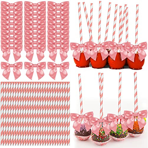 200 Cake Pop Sticks And Bows Kit For Cake Pops, Candi