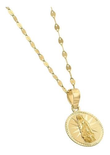 Cadena 45cm Medalla Virgen Guadalupe Primera Comunión Oro10k