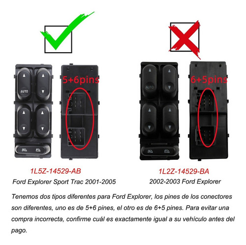 Kg Interruptor De Ventana For Ford Explorer Trac 2001 2002