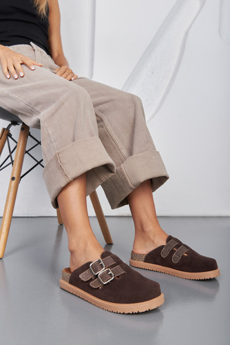 Zuecos Mules Suecos Base Eva Mujer Gamuza Hebillas Moda Melu