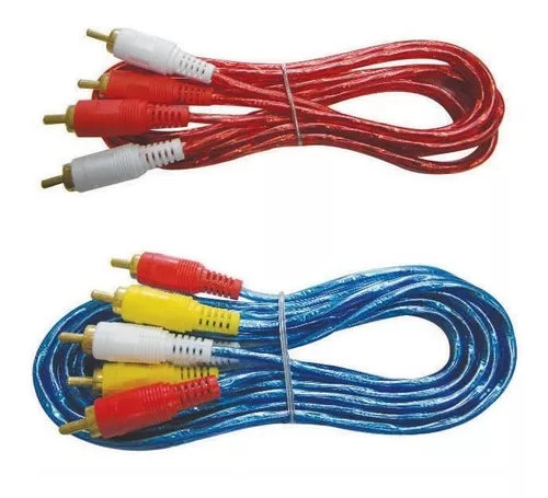 CABLE DE AUDIO Y VIDEO 3 RCA 3 METROS, GOLD, DINON