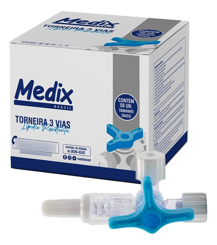 Torneirinha Desc. Torneira 3 Vias C/50- Luer Lock (rosca)
