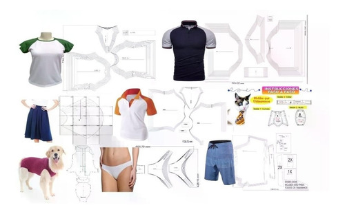 Kit 200 Moldes Diversos Mas. Fem. Inf. + Roupas Pets